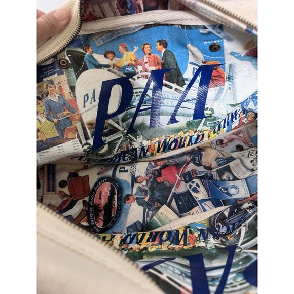 VTG PAA PAN AM Explorer Bag Weekender Pan Am White Canvas Travel Tag RARE MINT - Picture 10 of 15